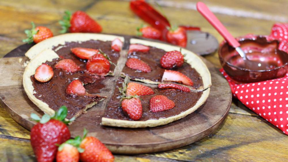 Pizza Doce De Chocolate Com Morango Cozinha Fit Fat