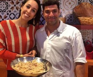 Nathália Araújo e o chef Felipe Bronze